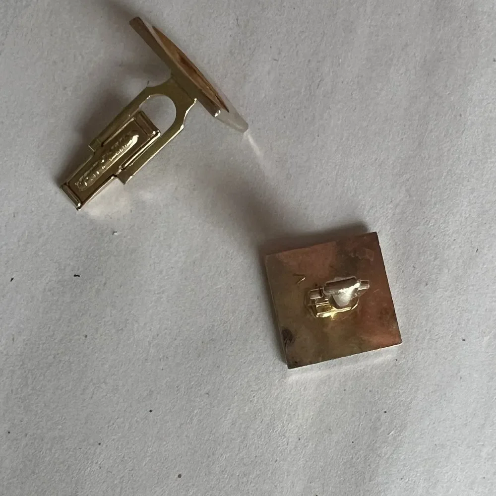 Vintage‎ Gold Tone Cufflinks Square Textured Design Accent